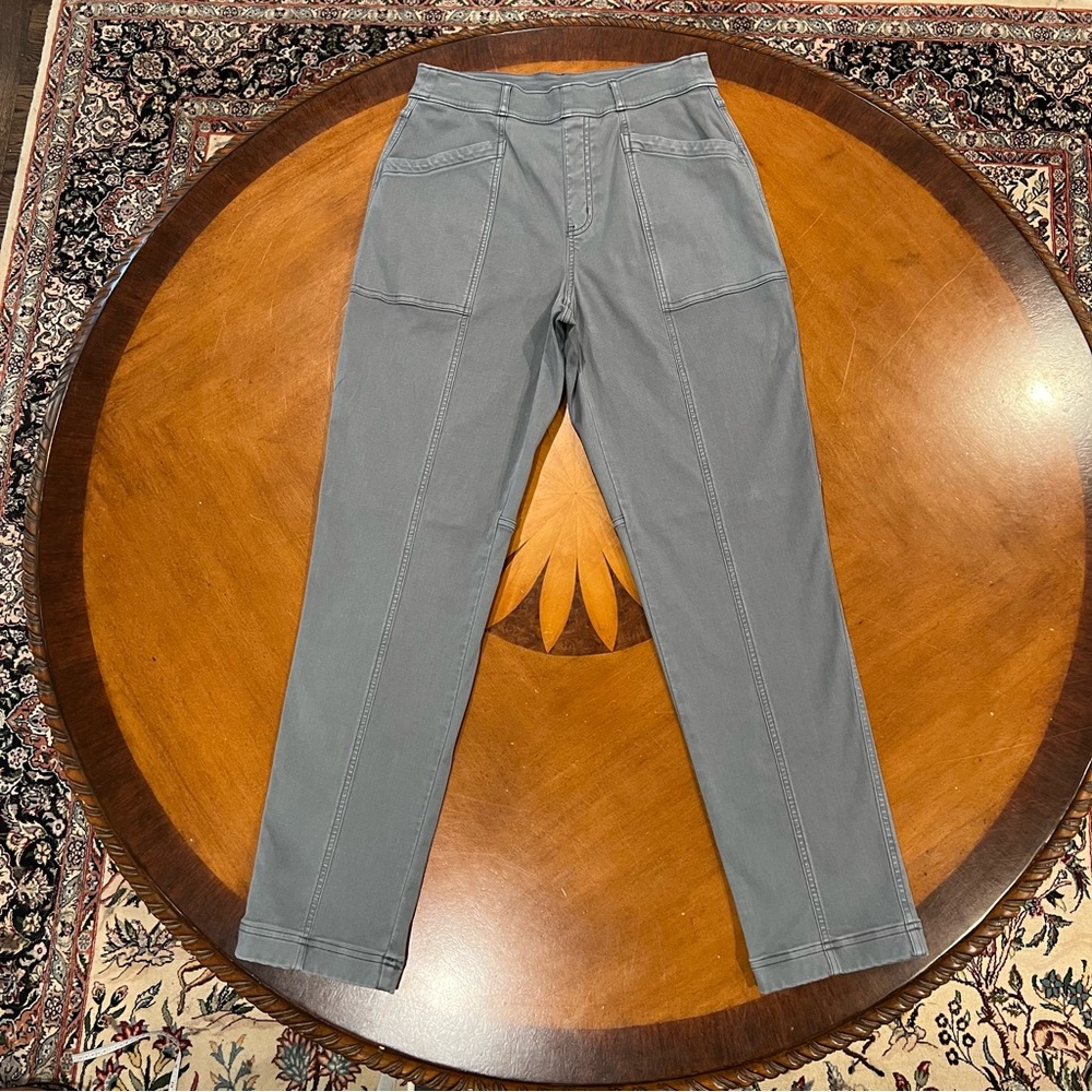 SPANX Stretch Twill Straight Leg Pant Hazy Blue Gray Large Pull On Relaxed - Picture 3 of 16